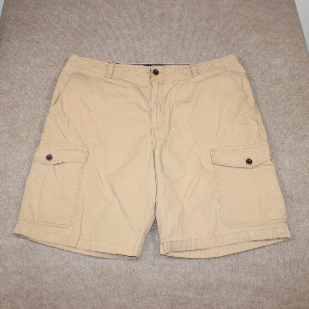 IZOD Mens Tan Khaki Ripstop Cargo Shorts Size 36 Cotton Casual Outdoor